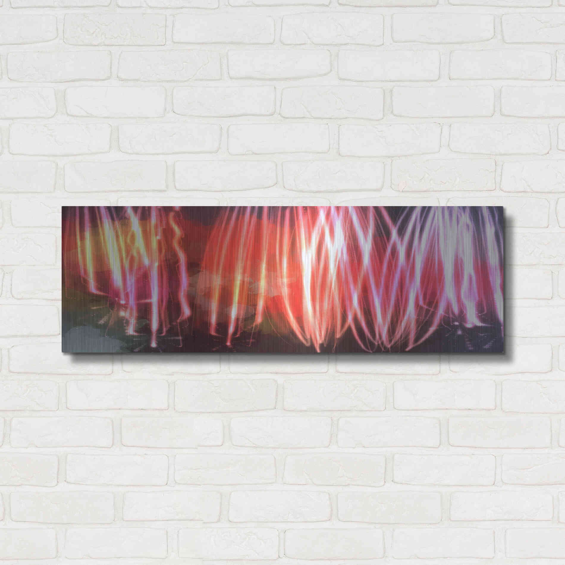 Luxe Metal Art 'Glow Lines 1' by Irena Orlov, Metal Wall Art,36x12