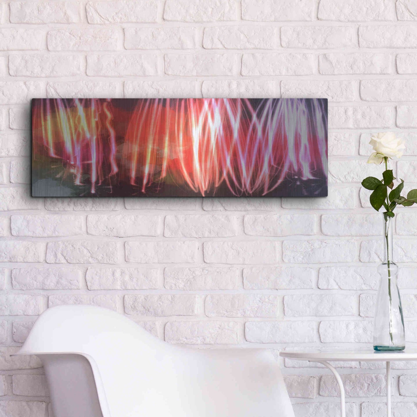 Luxe Metal Art 'Glow Lines 1' by Irena Orlov, Metal Wall Art,36x12