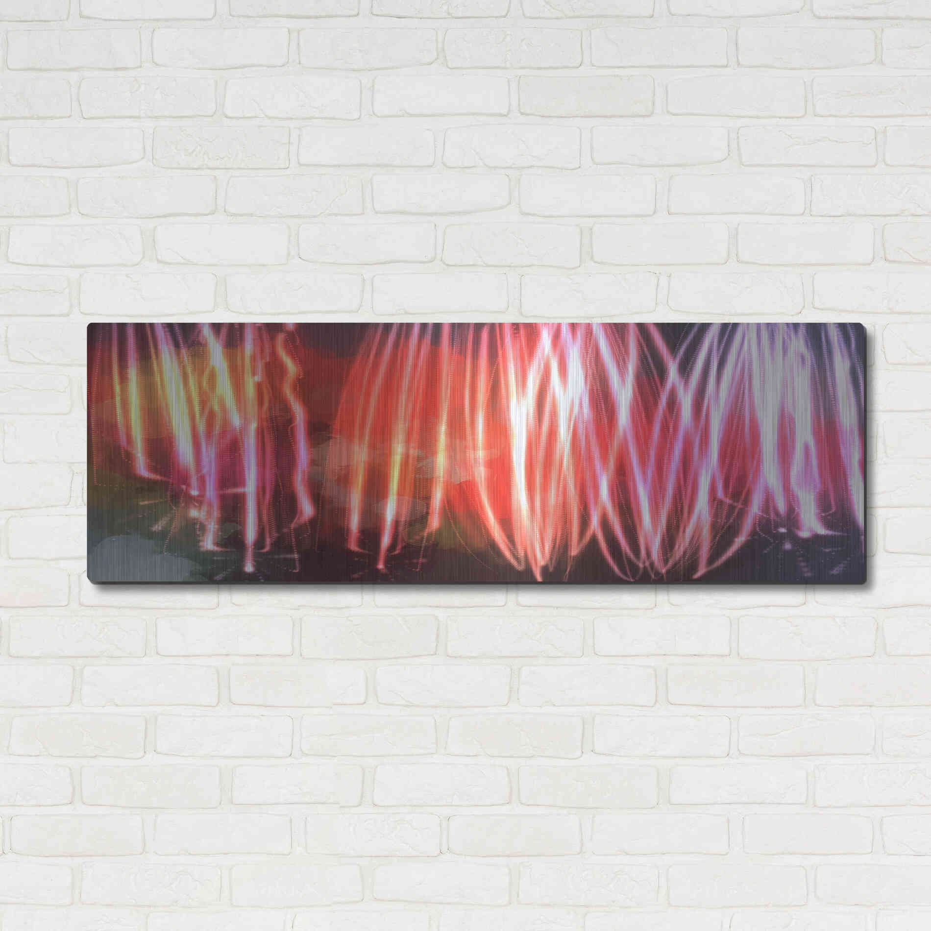 Luxe Metal Art 'Glow Lines 1' by Irena Orlov, Metal Wall Art,48x16