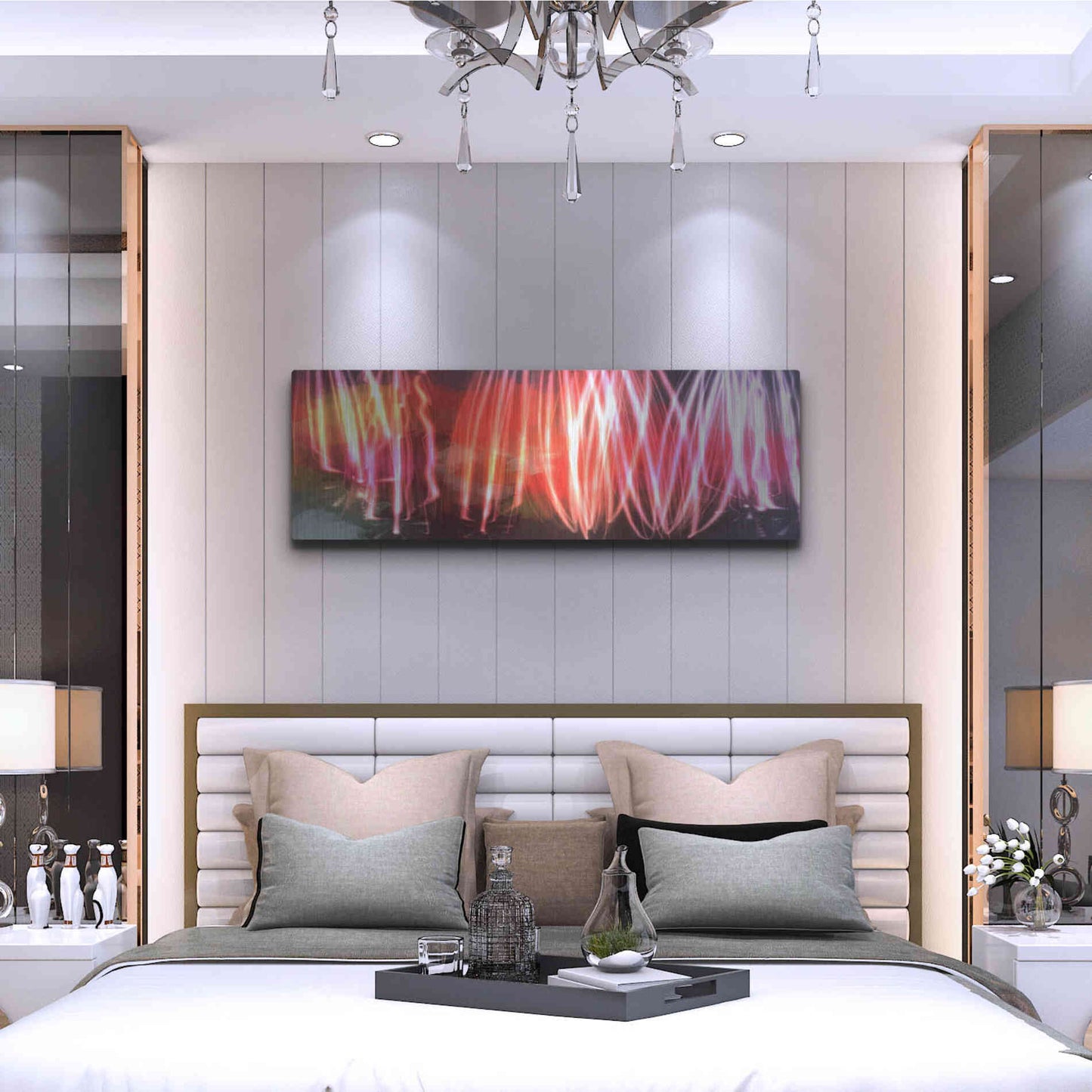 Luxe Metal Art 'Glow Lines 1' by Irena Orlov, Metal Wall Art,48x16