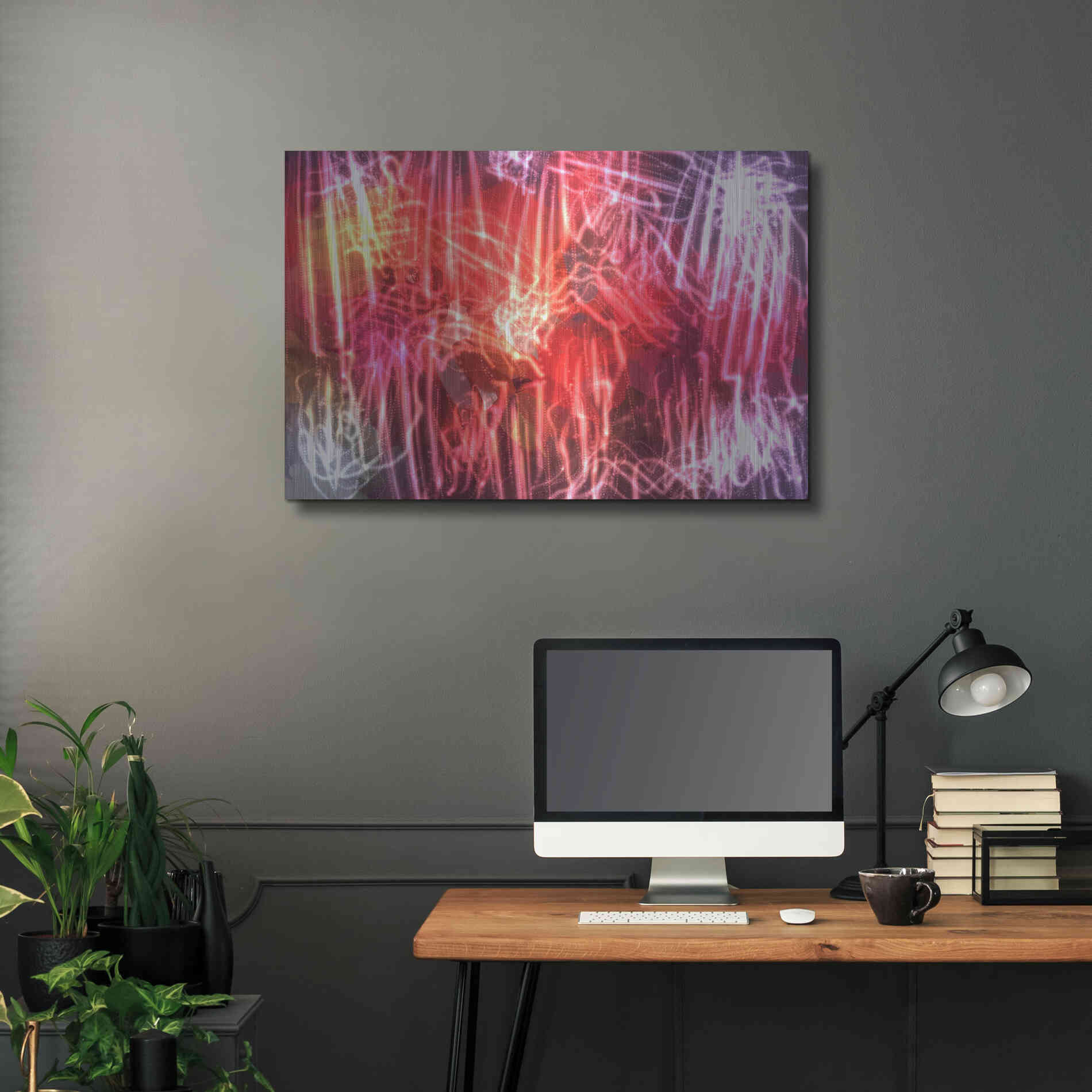 Luxe Metal Art 'Glow Lines 2' by Irena Orlov, Metal Wall Art,36x24