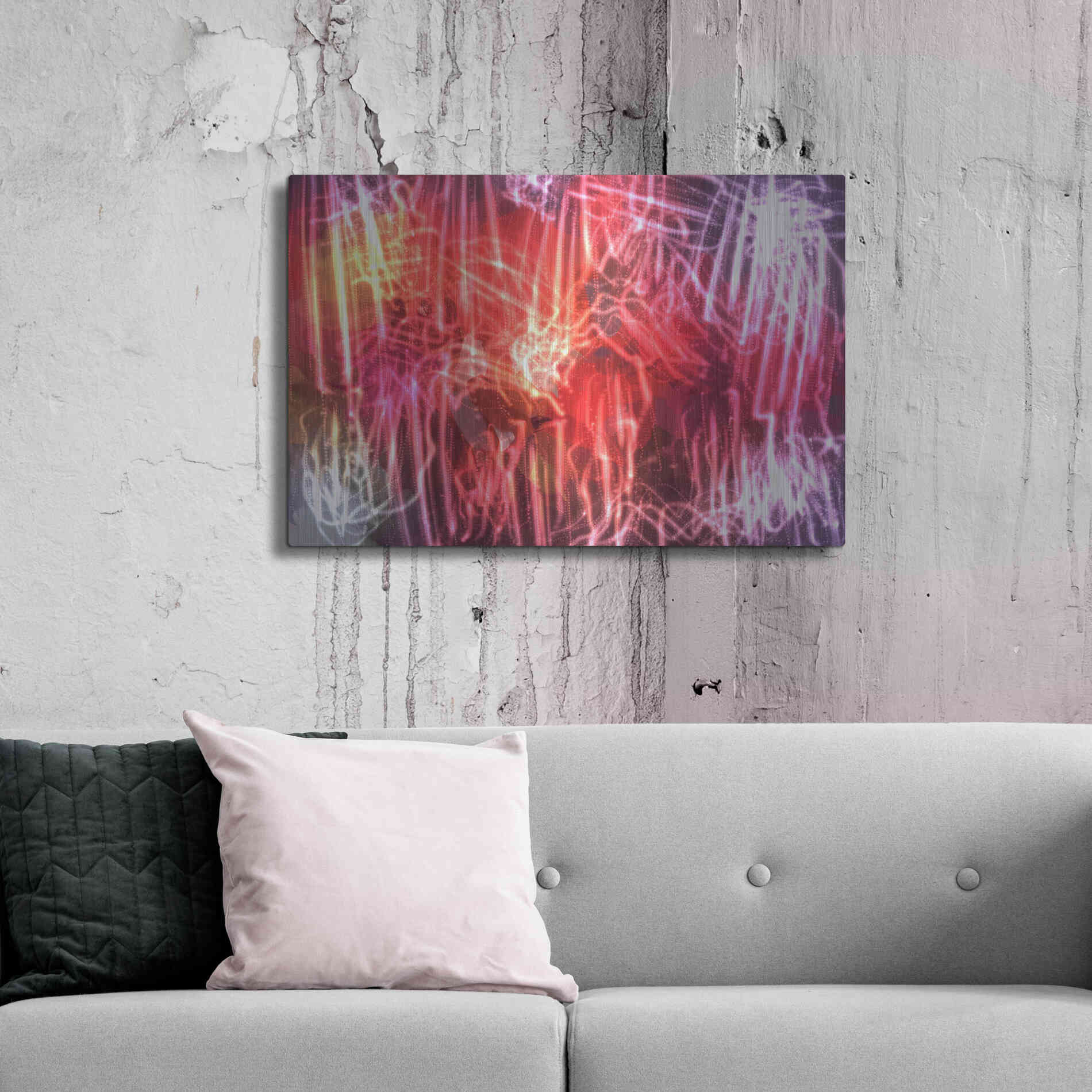 Luxe Metal Art 'Glow Lines 2' by Irena Orlov, Metal Wall Art,36x24