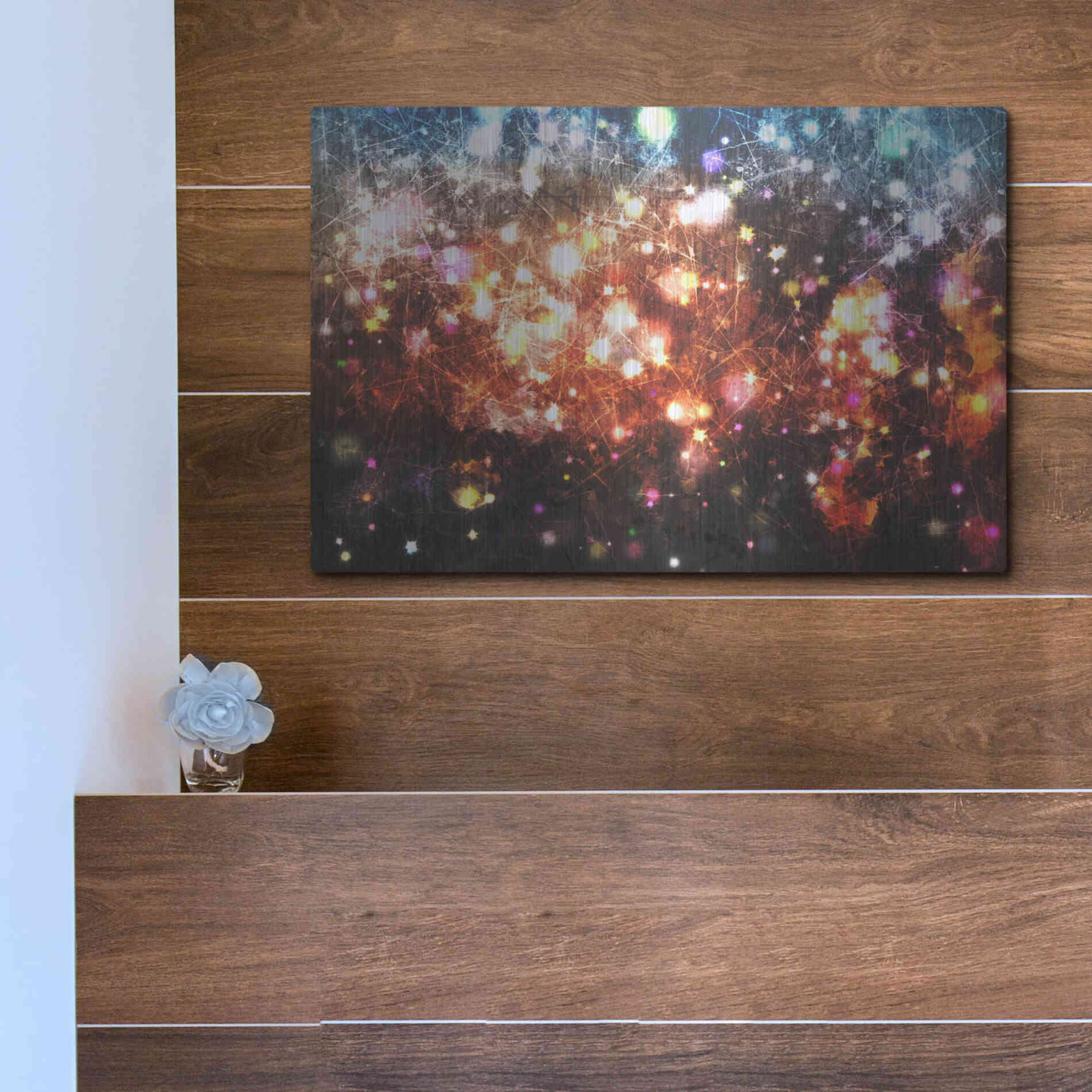 Luxe Metal Art 'Glow Lines 3' by Irena Orlov, Metal Wall Art,16x12