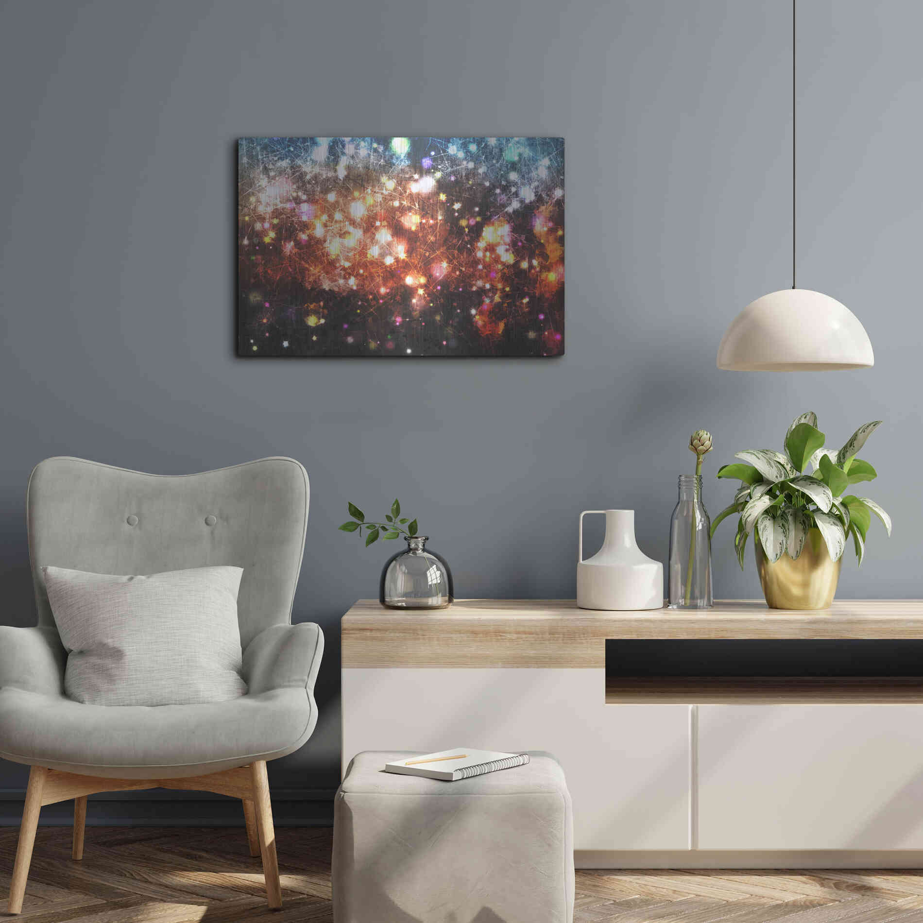 Luxe Metal Art 'Glow Lines 3' by Irena Orlov, Metal Wall Art,24x16