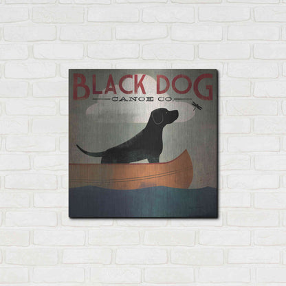 Luxe Metal Art 'Black Dog Canoe' by Ryan Fowler, Metal Wall Art,24x24