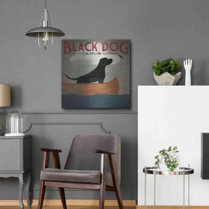 Luxe Metal Art 'Black Dog Canoe' by Ryan Fowler, Metal Wall Art,24x24