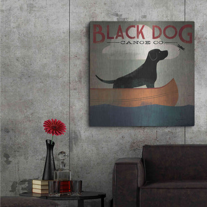 Luxe Metal Art 'Black Dog Canoe' by Ryan Fowler, Metal Wall Art,36x36