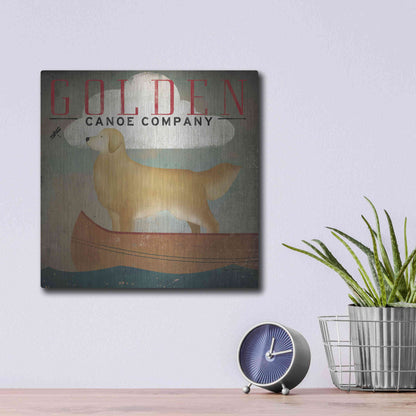 Luxe Metal Art 'Golden Dog Canoe Co' by Ryan Fowler, Metal Wall Art,12x12