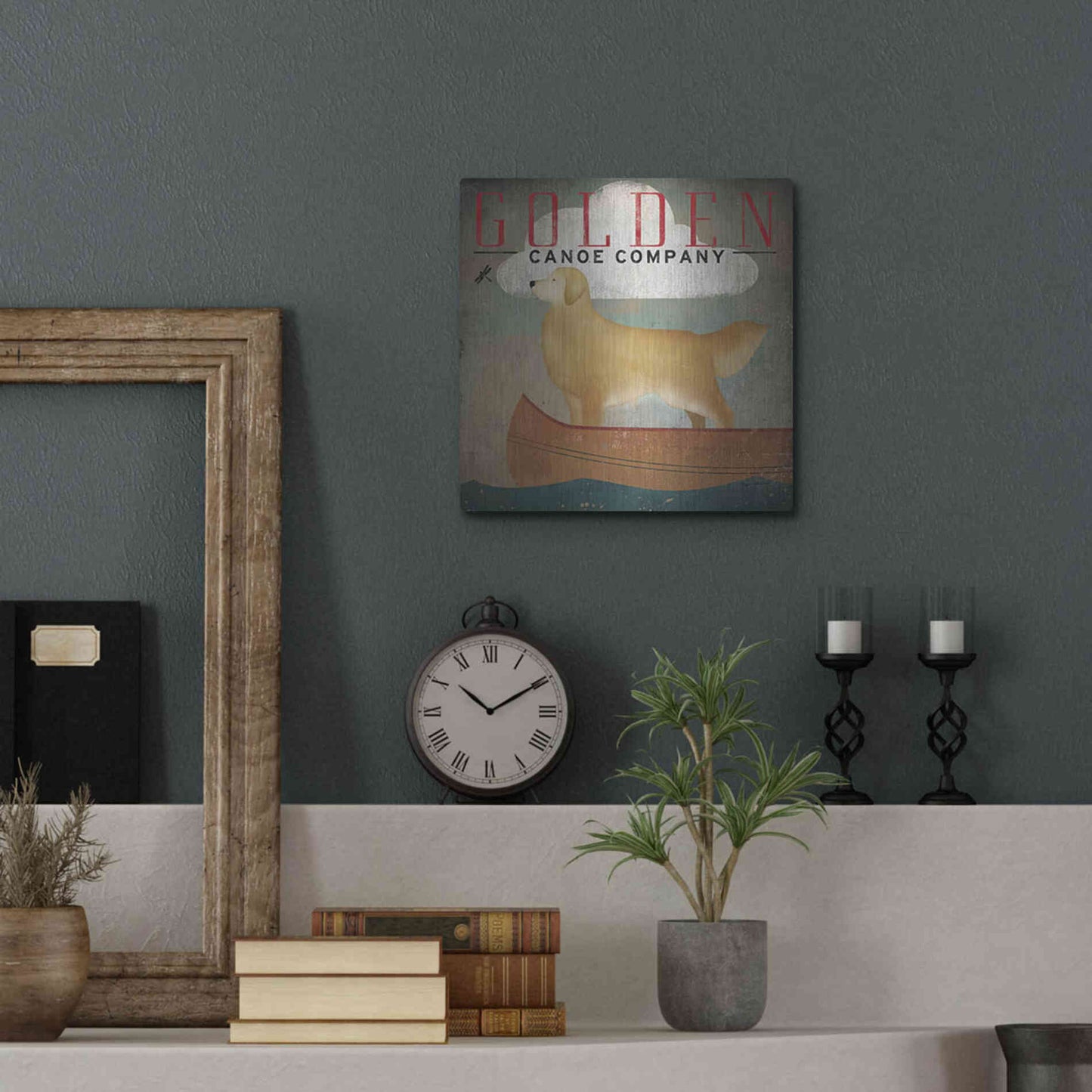 Luxe Metal Art 'Golden Dog Canoe Co' by Ryan Fowler, Metal Wall Art,12x12