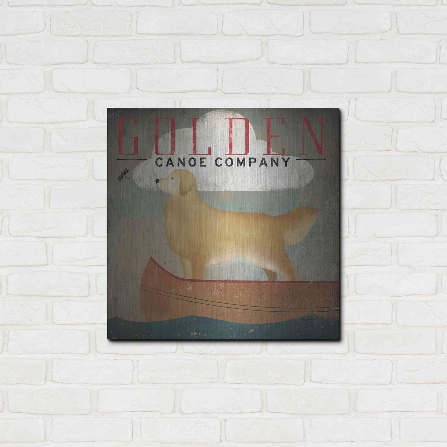 Luxe Metal Art 'Golden Dog Canoe Co' by Ryan Fowler, Metal Wall Art,24x24