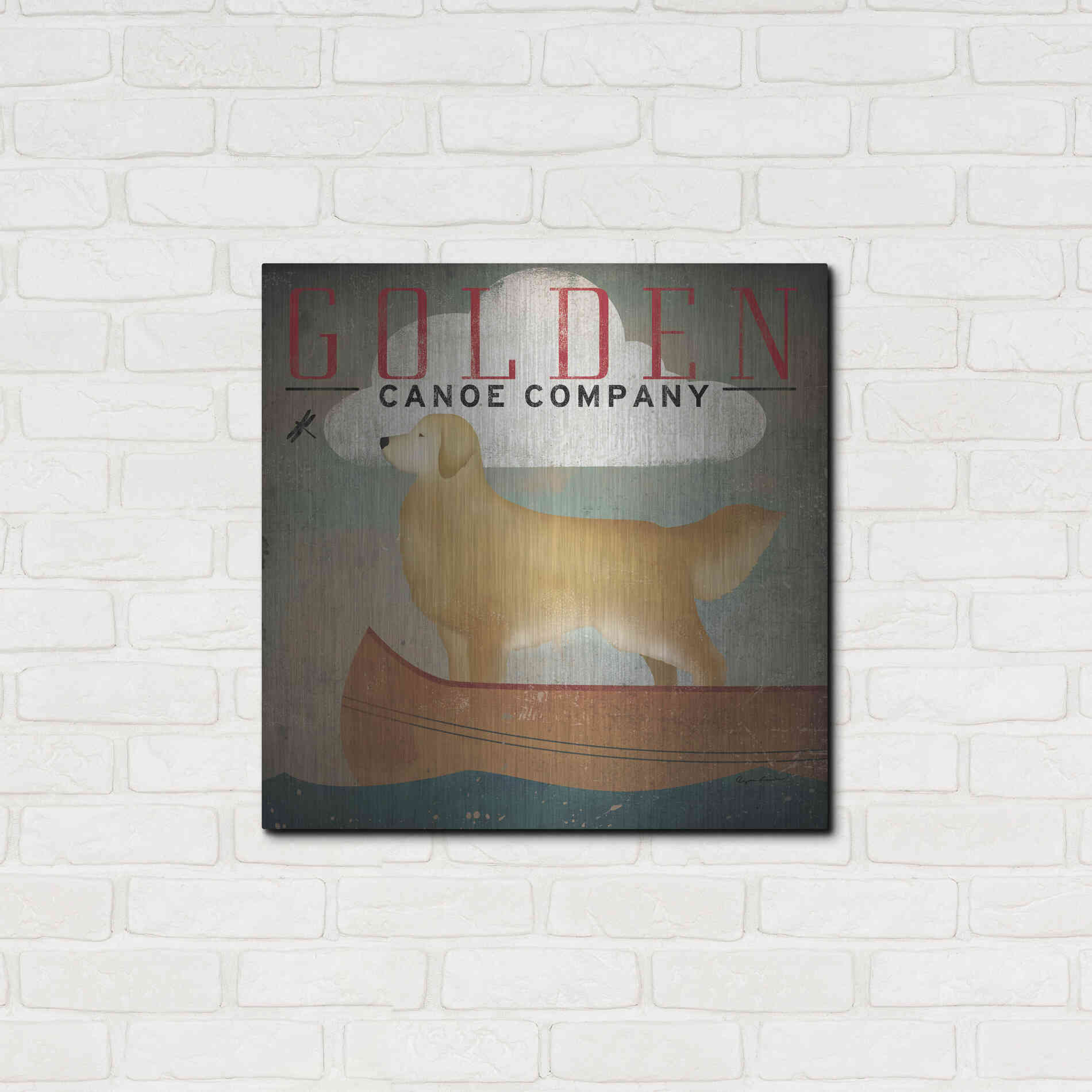 Luxe Metal Art 'Golden Dog Canoe Co' by Ryan Fowler, Metal Wall Art,24x24