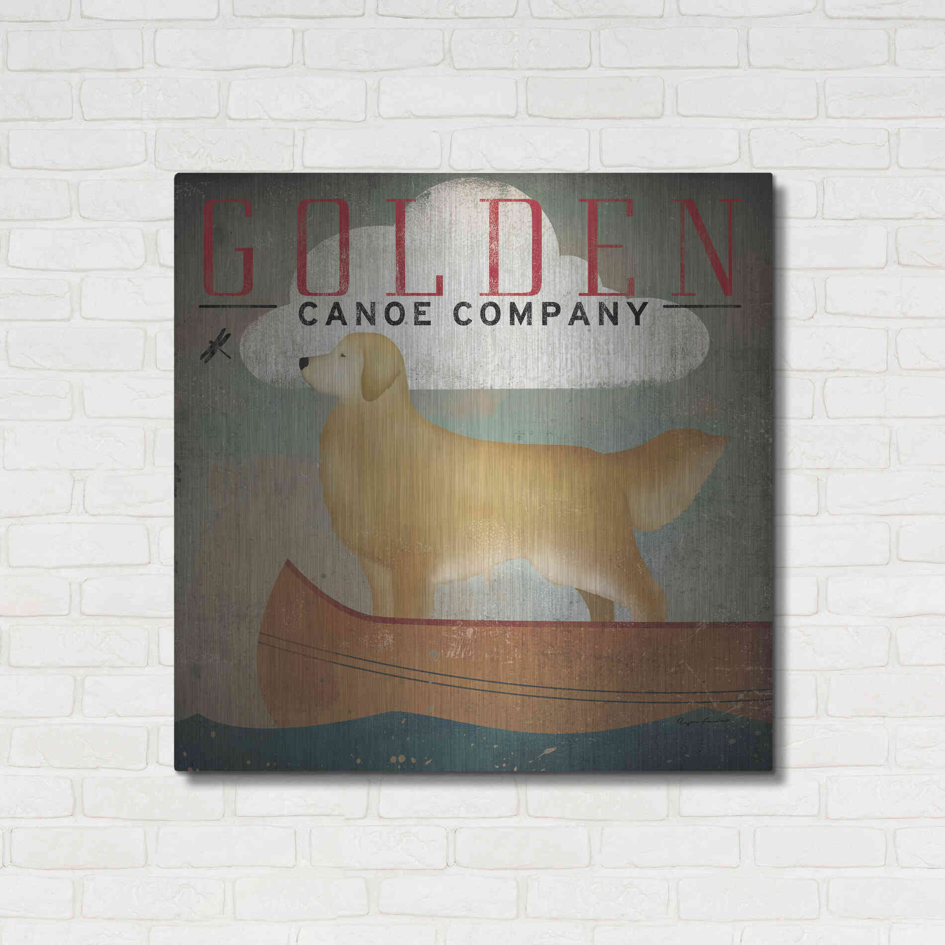 Luxe Metal Art 'Golden Dog Canoe Co' by Ryan Fowler, Metal Wall Art,36x36