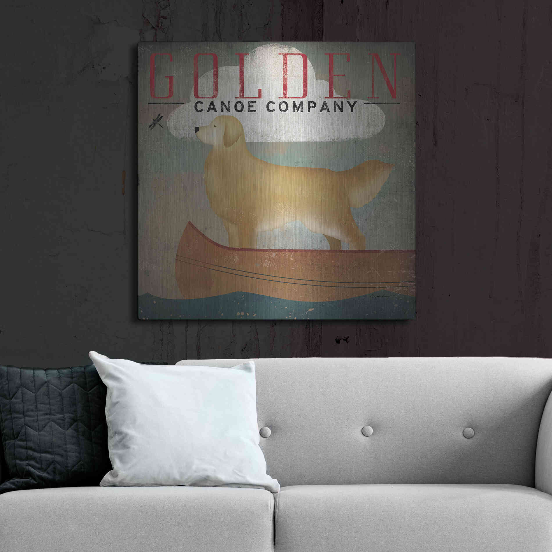 Luxe Metal Art 'Golden Dog Canoe Co' by Ryan Fowler, Metal Wall Art,36x36