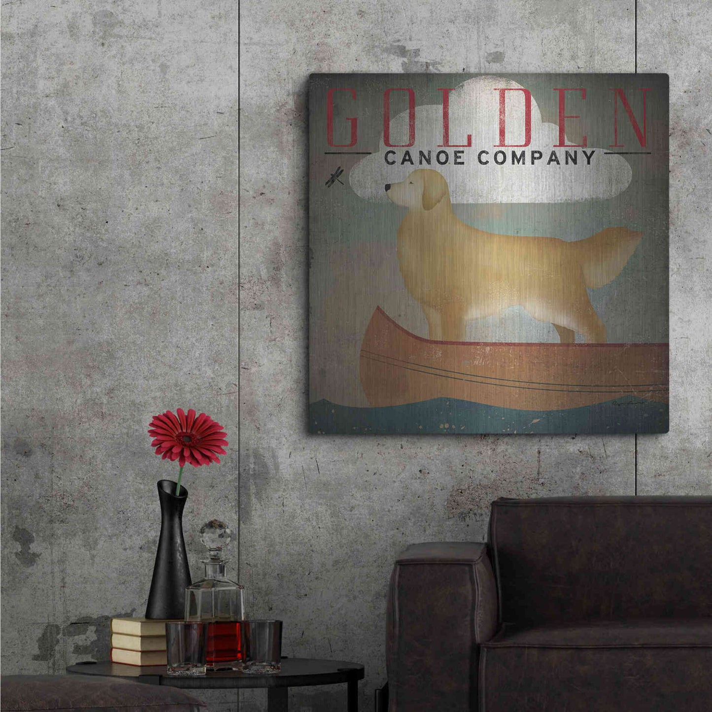 Luxe Metal Art 'Golden Dog Canoe Co' by Ryan Fowler, Metal Wall Art,36x36
