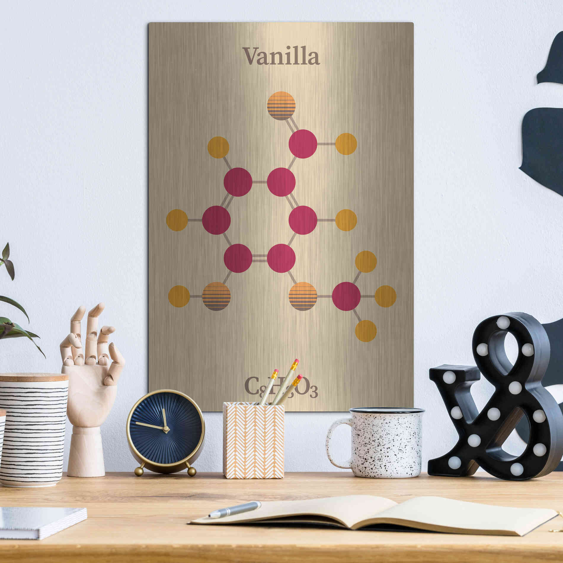 Luxe Metal Art 'Vanilla Molecule 2' by Luxe Portfolio, Metal Wall Art,12x16