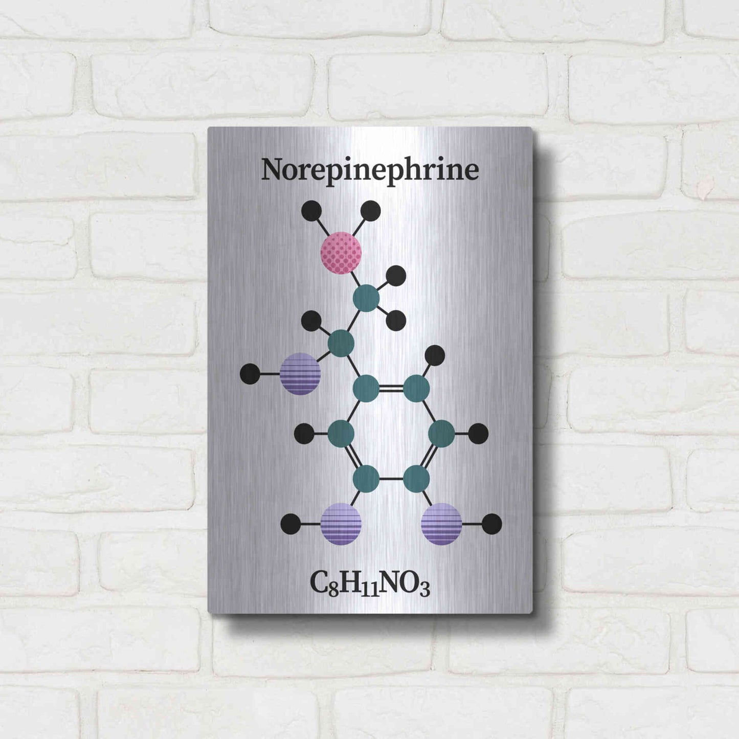 Luxe Metal Art 'Norepinephrine Molecule' by Luxe Portfolio, Metal Wall Art,12x16