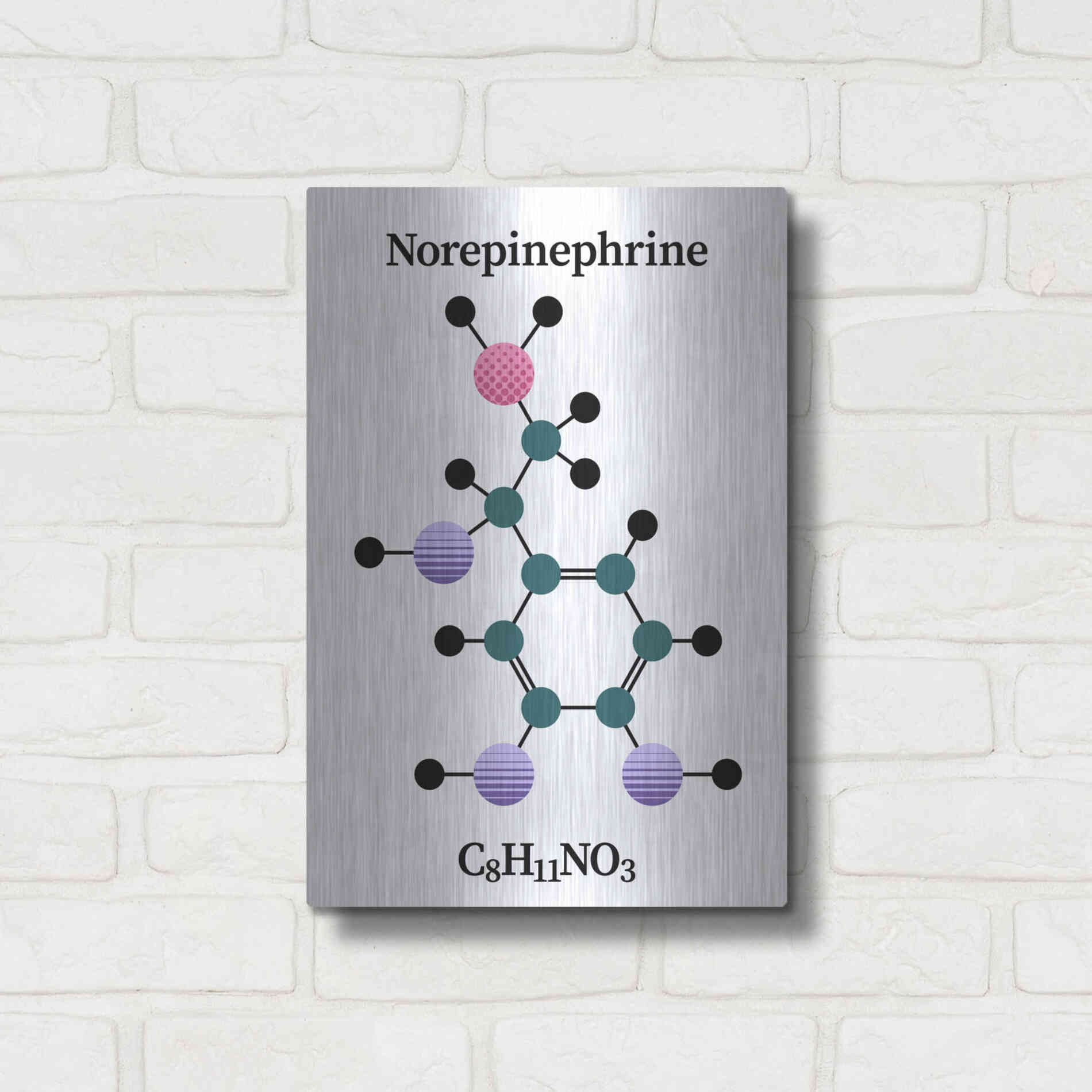 Luxe Metal Art 'Norepinephrine Molecule' by Luxe Portfolio, Metal Wall Art,12x16