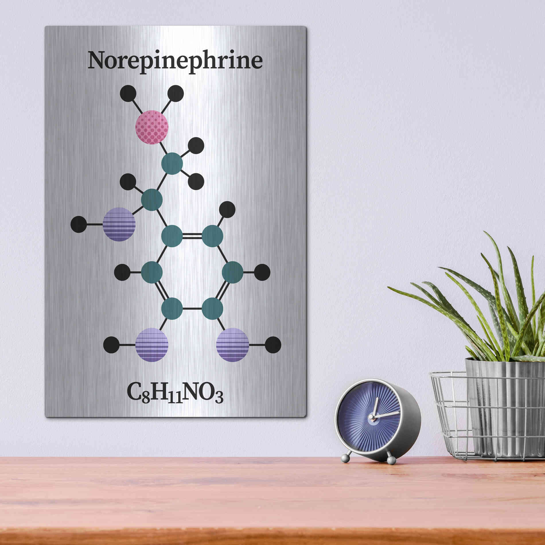 Luxe Metal Art 'Norepinephrine Molecule' by Luxe Portfolio, Metal Wall Art,12x16