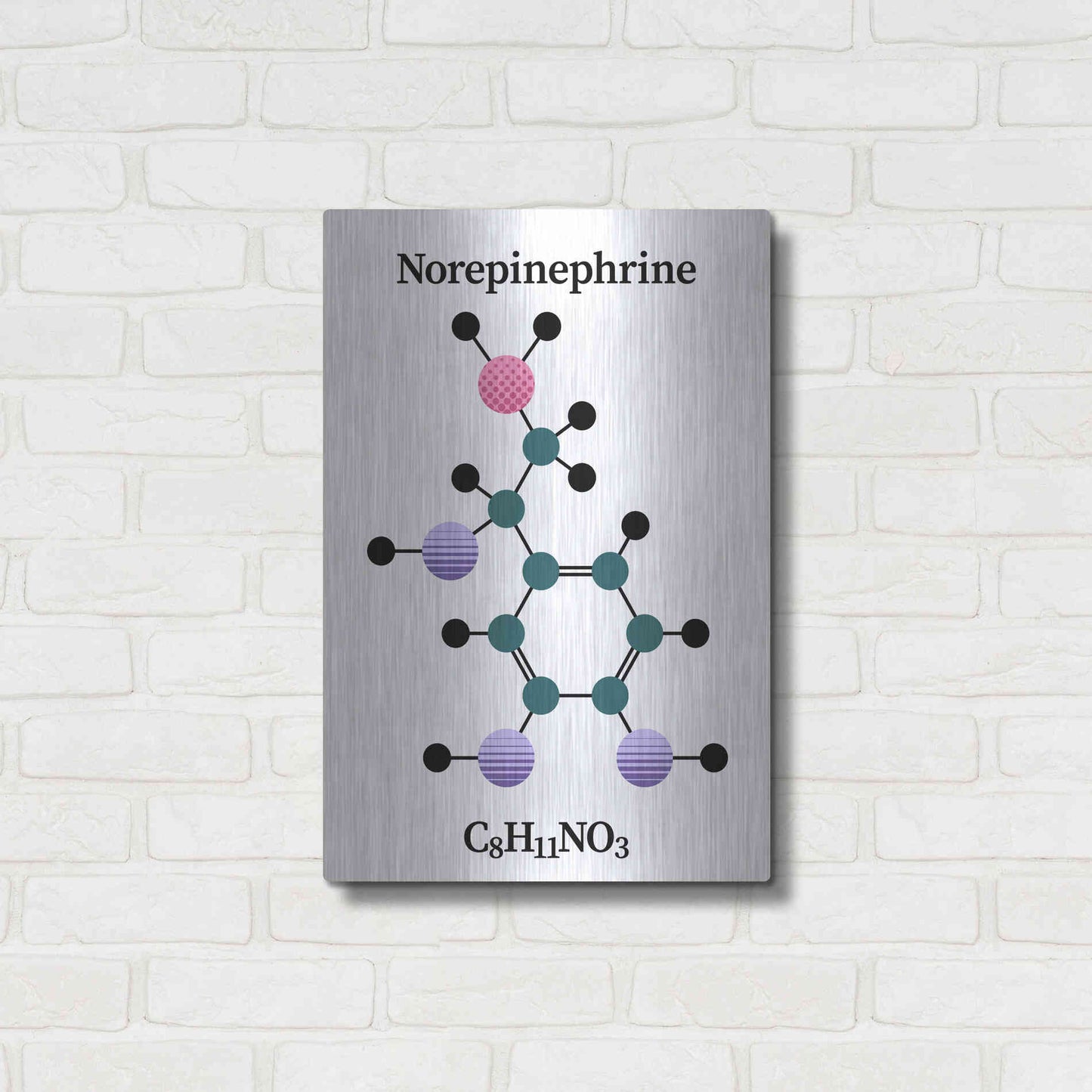 Luxe Metal Art 'Norepinephrine Molecule' by Luxe Portfolio, Metal Wall Art,16x24