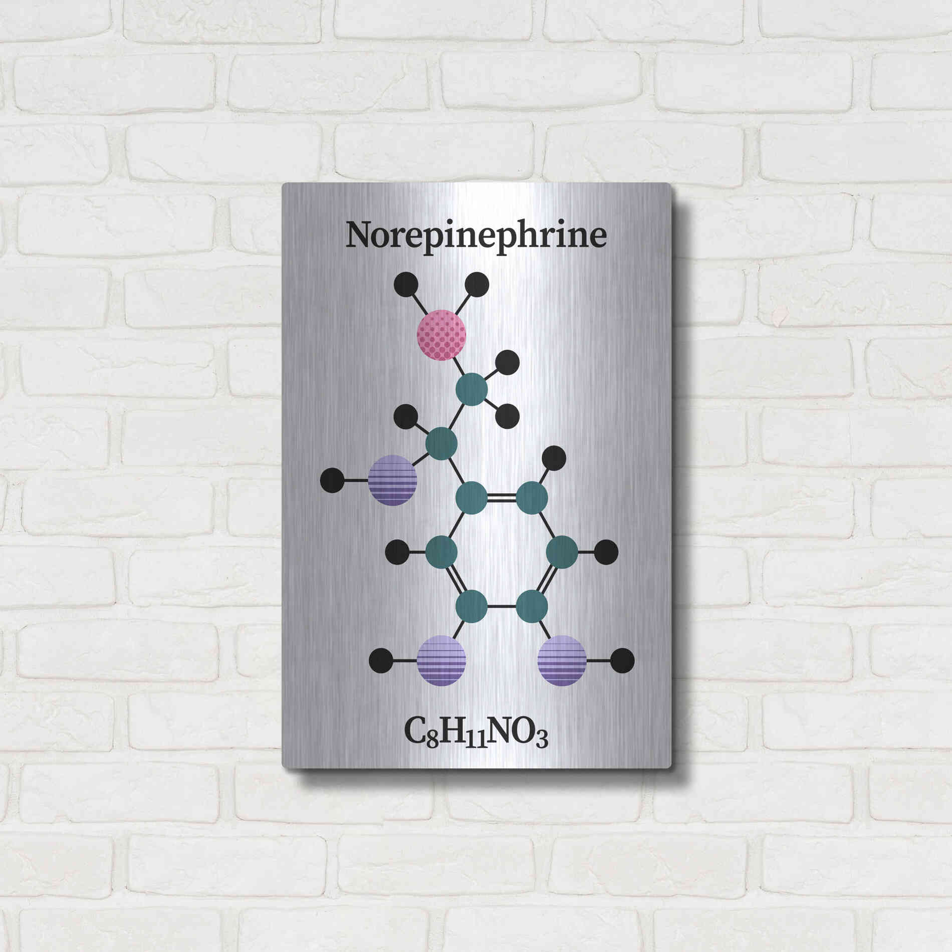 Luxe Metal Art 'Norepinephrine Molecule' by Luxe Portfolio, Metal Wall Art,16x24