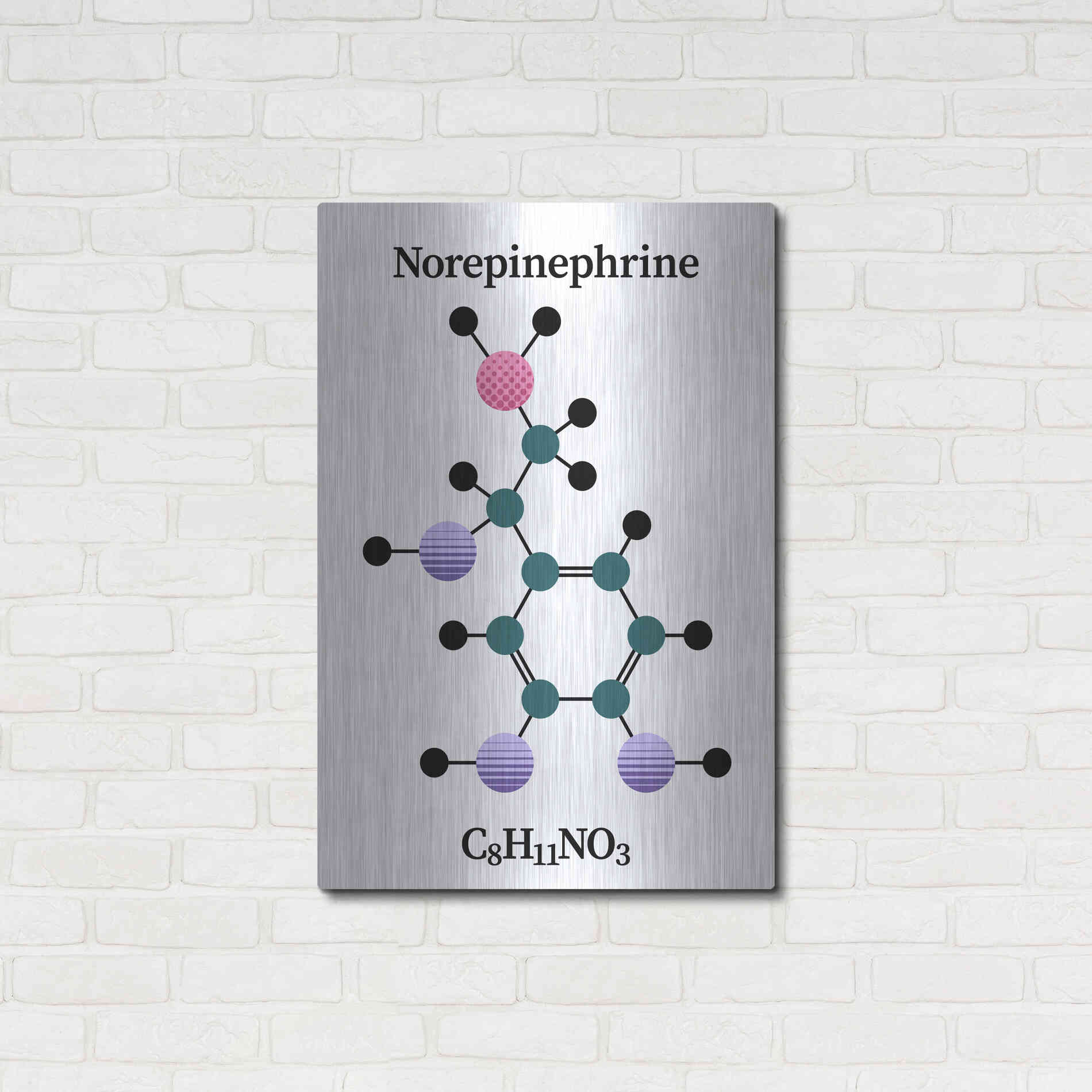 Luxe Metal Art 'Norepinephrine Molecule' by Luxe Portfolio, Metal Wall Art,24x36
