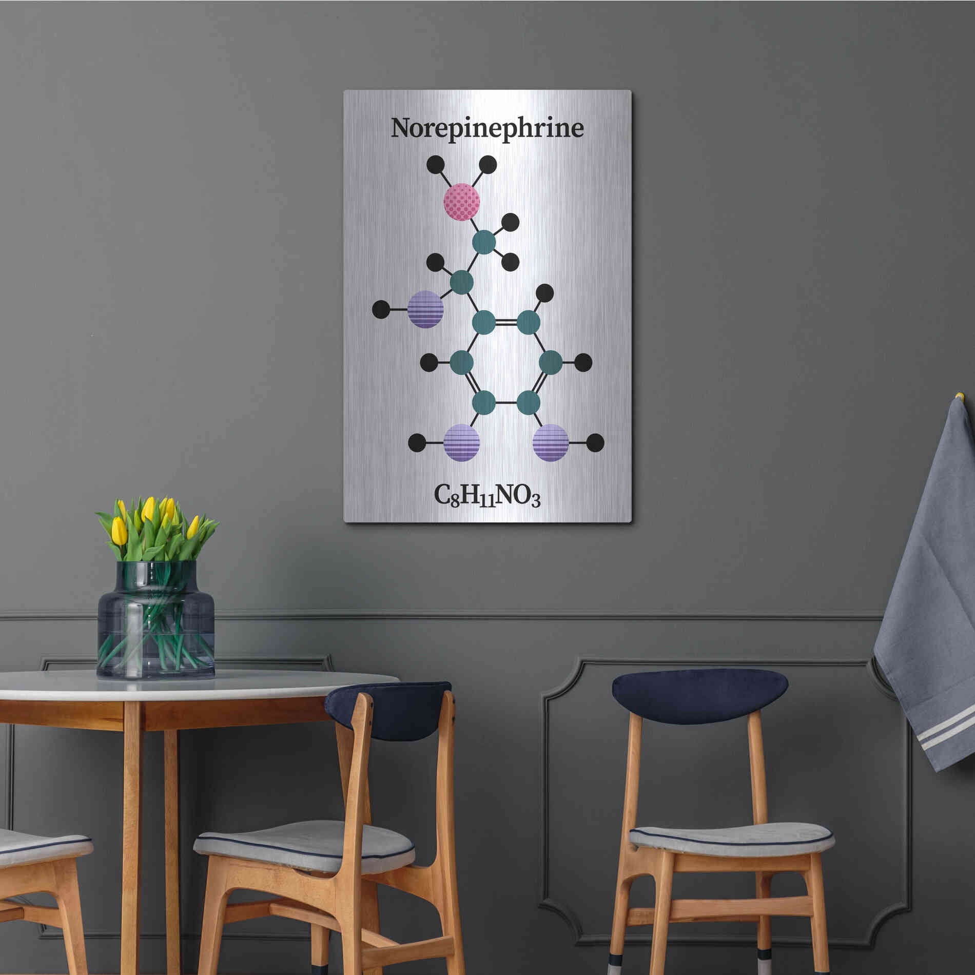 Luxe Metal Art 'Norepinephrine Molecule' by Luxe Portfolio, Metal Wall Art,24x36