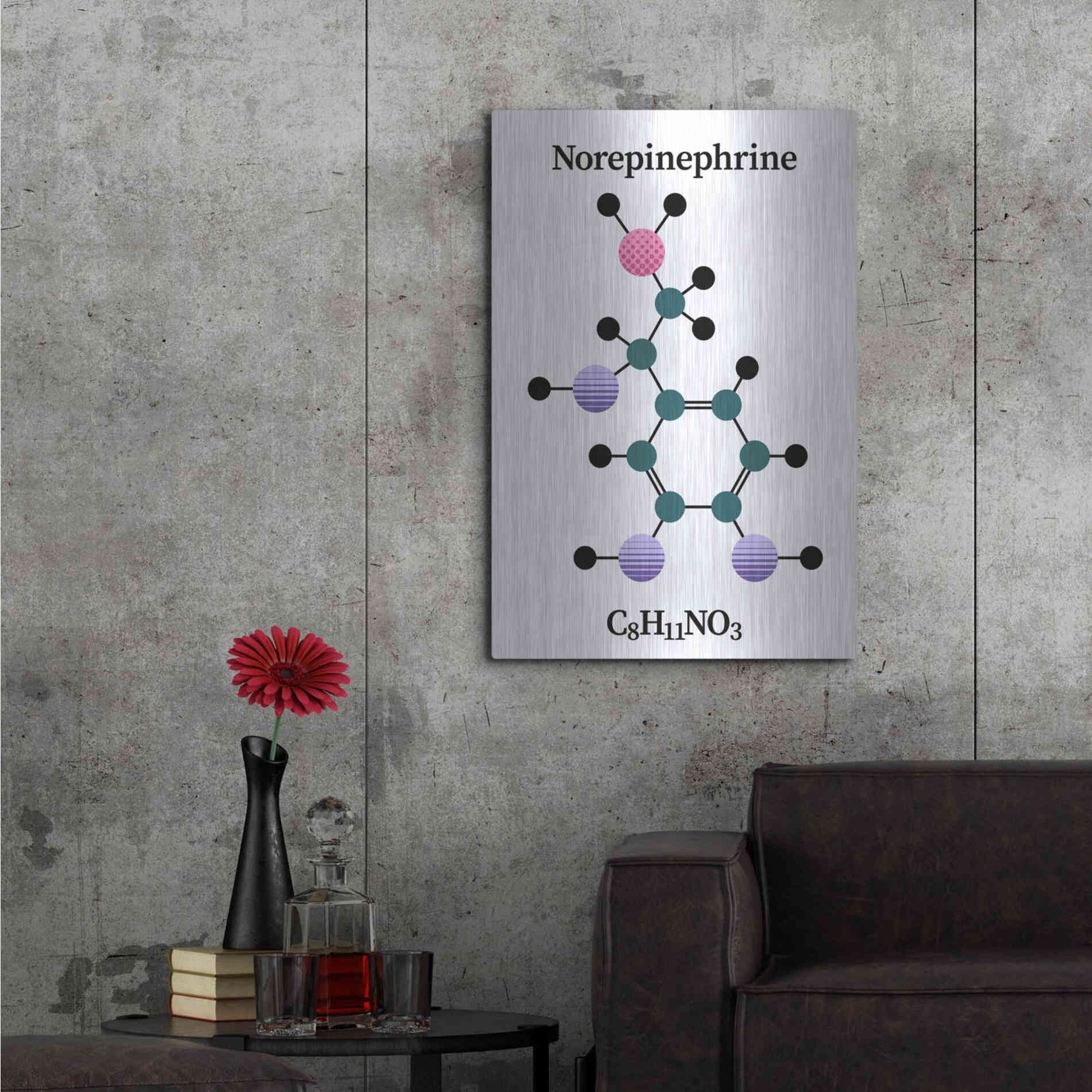 Luxe Metal Art 'Norepinephrine Molecule' by Luxe Portfolio, Metal Wall Art,24x36