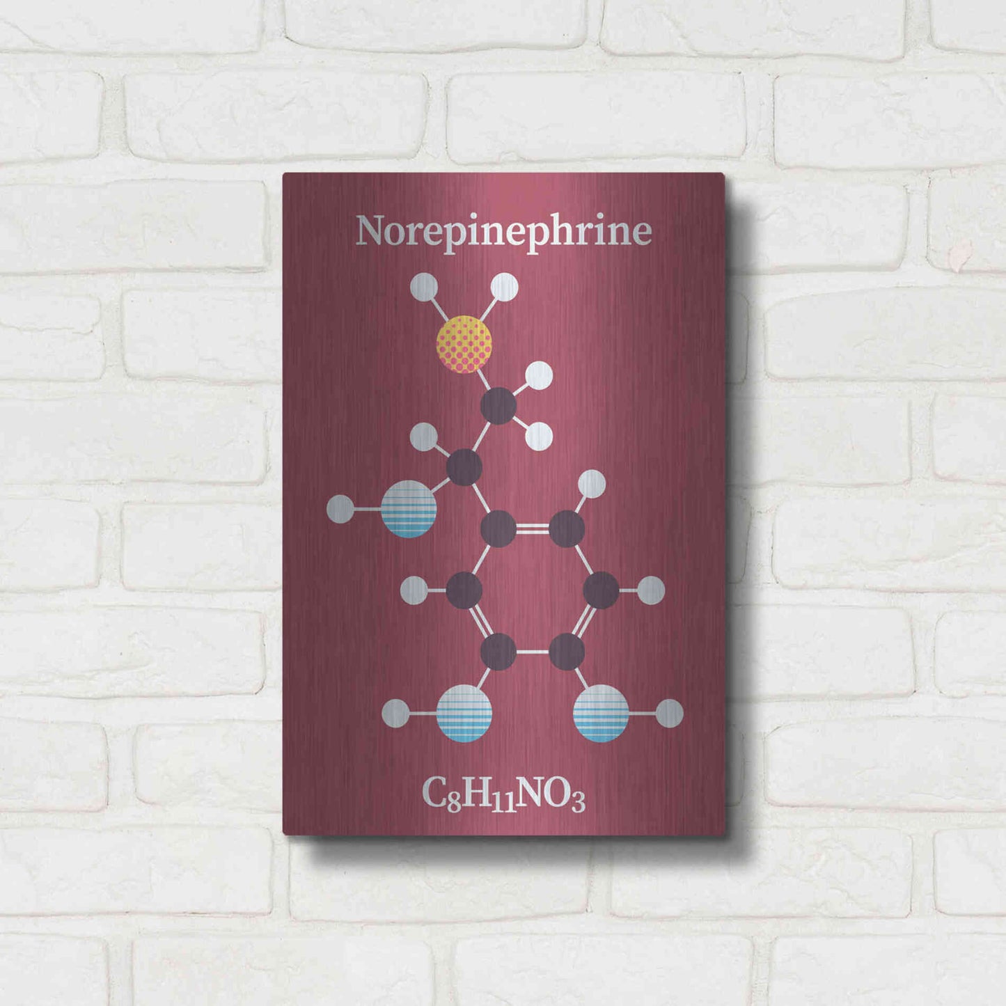 Luxe Metal Art 'Norepinephrine Molecule 2' by Luxe Portfolio, Metal Wall Art,12x16