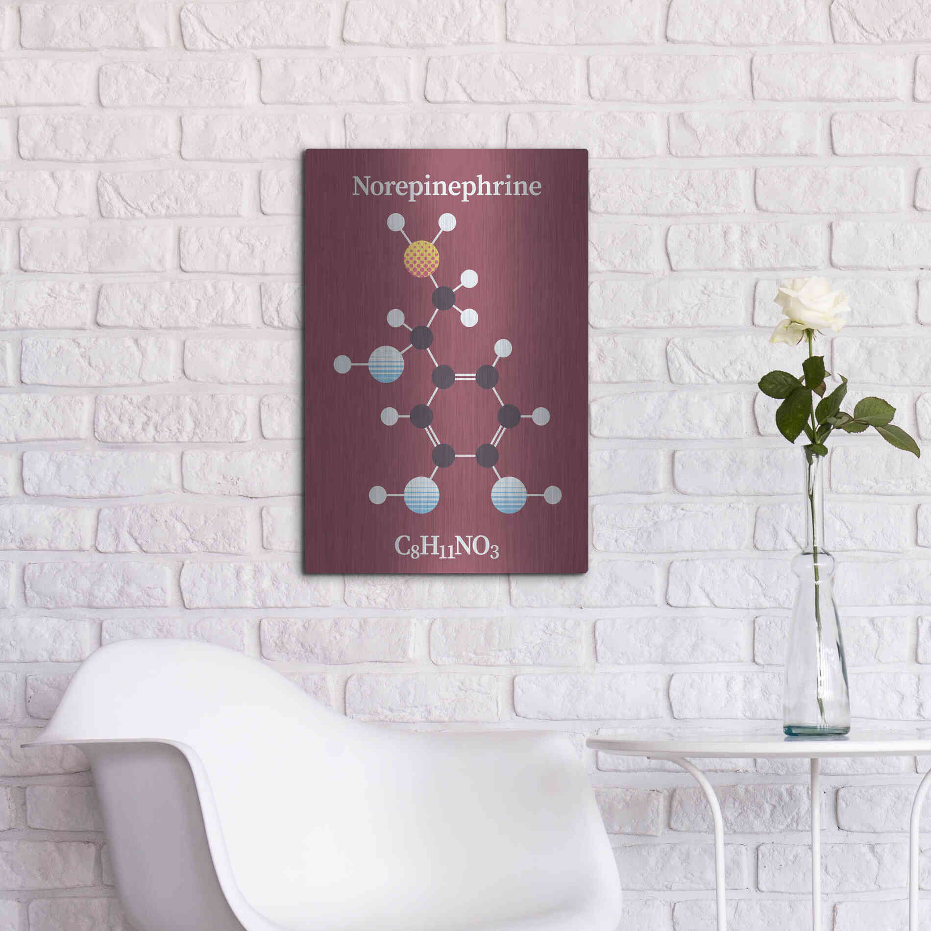 Luxe Metal Art 'Norepinephrine Molecule 2' by Luxe Portfolio, Metal Wall Art,16x24