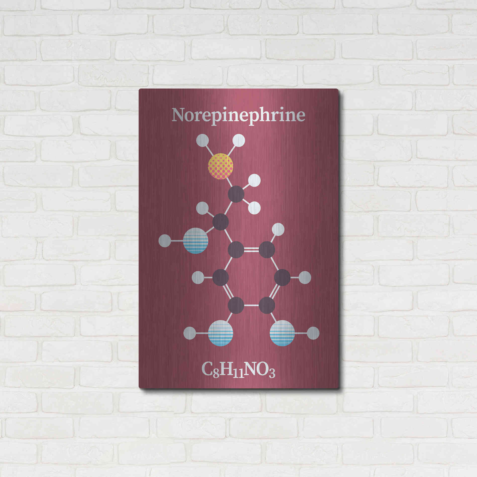 Luxe Metal Art 'Norepinephrine Molecule 2' by Luxe Portfolio, Metal Wall Art,24x36