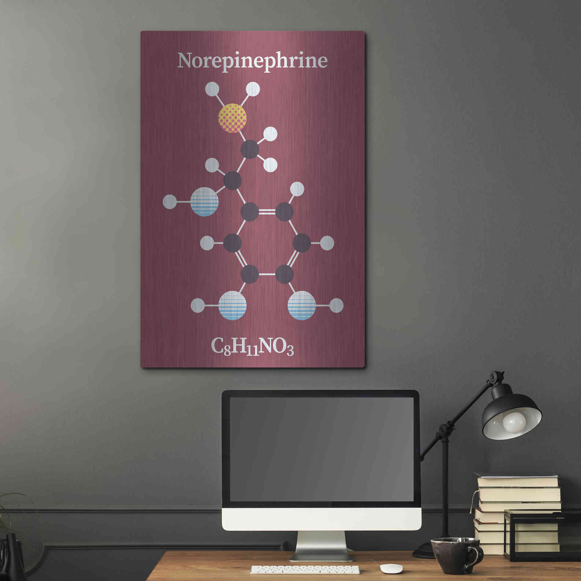 Luxe Metal Art 'Norepinephrine Molecule 2' by Luxe Portfolio, Metal Wall Art,24x36