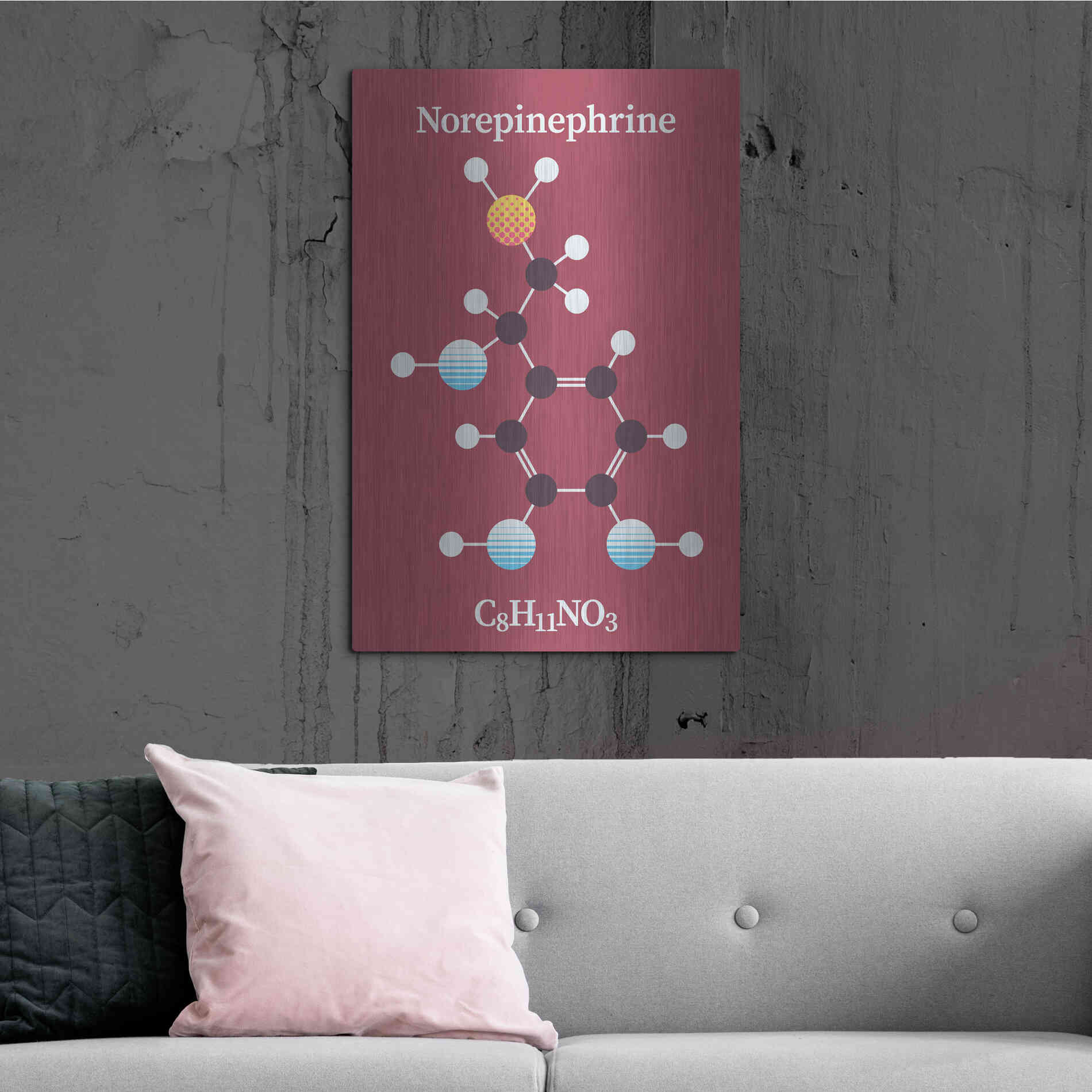 Luxe Metal Art 'Norepinephrine Molecule 2' by Luxe Portfolio, Metal Wall Art,24x36