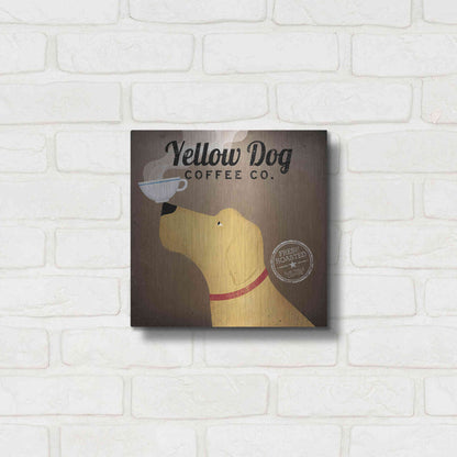 Luxe Metal Art 'Yellow Dog Coffee Co' by Ryan Fowler, Metal Wall Art,12x12