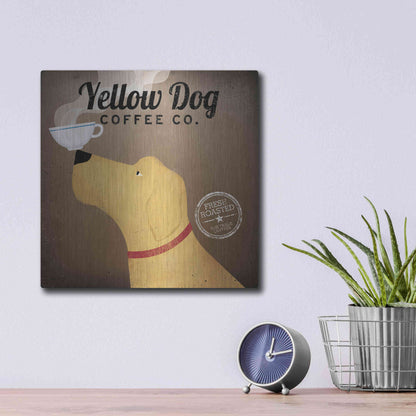 Luxe Metal Art 'Yellow Dog Coffee Co' by Ryan Fowler, Metal Wall Art,12x12
