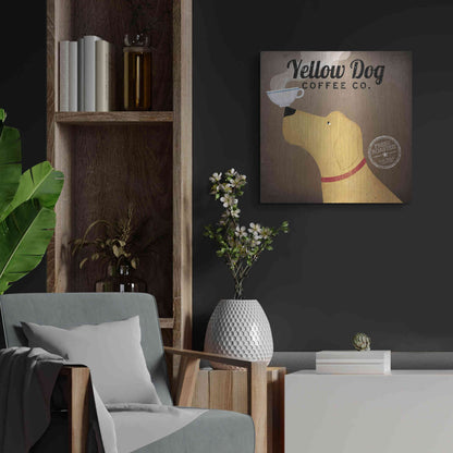 Luxe Metal Art 'Yellow Dog Coffee Co' by Ryan Fowler, Metal Wall Art,24x24