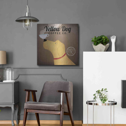 Luxe Metal Art 'Yellow Dog Coffee Co' by Ryan Fowler, Metal Wall Art,24x24