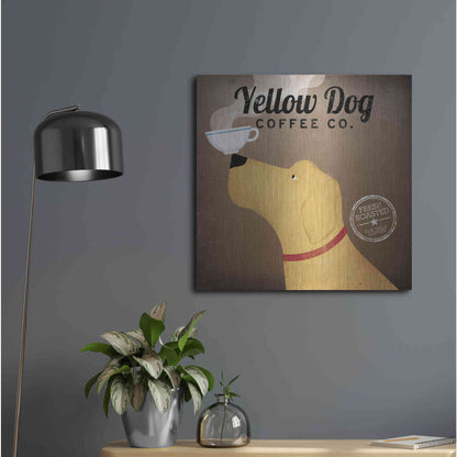 Luxe Metal Art 'Yellow Dog Coffee Co' by Ryan Fowler, Metal Wall Art,24x24