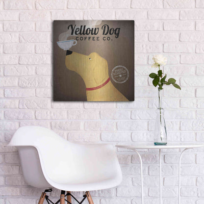 Luxe Metal Art 'Yellow Dog Coffee Co' by Ryan Fowler, Metal Wall Art,24x24