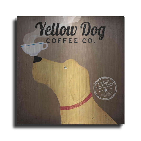 Luxe Metal Art 'Yellow Dog Coffee Co' by Ryan Fowler, Metal Wall Art