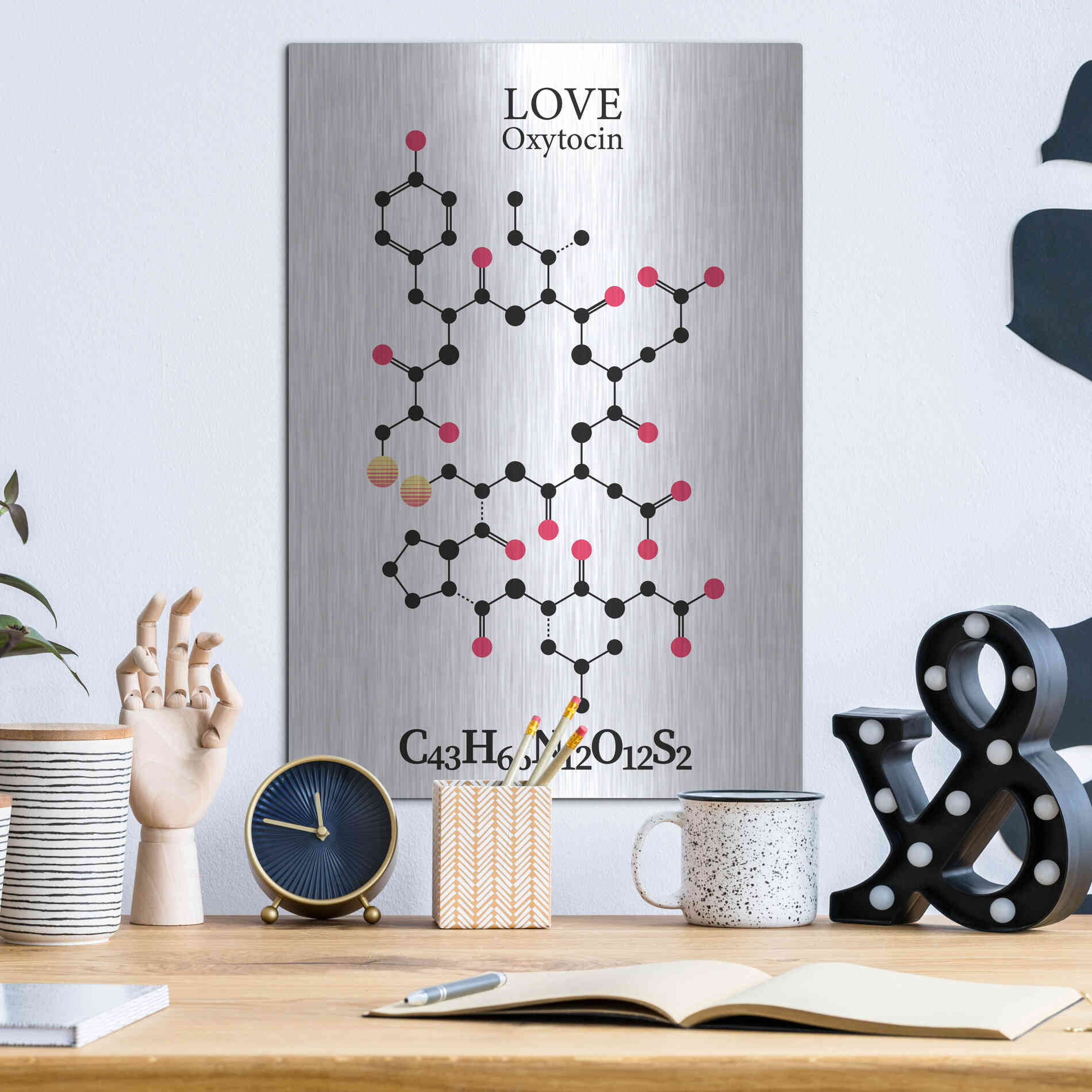 Luxe Metal Art 'Oxytocin Molecule' by Luxe Portfolio, Metal Wall Art,12x16