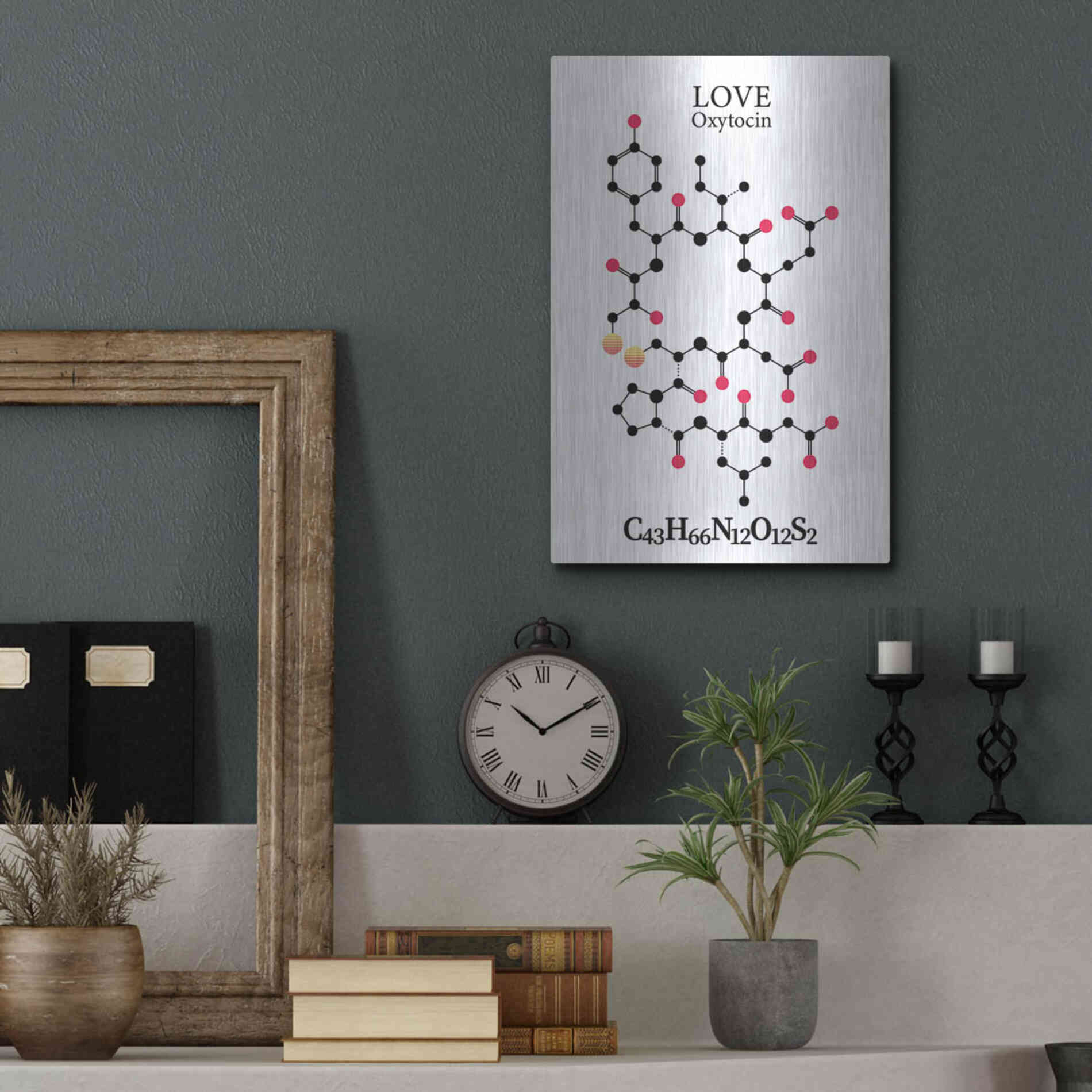 Luxe Metal Art 'Oxytocin Molecule' by Luxe Portfolio, Metal Wall Art,12x16