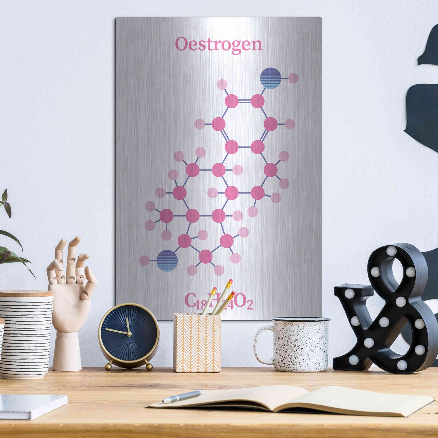 Luxe Metal Art 'Oestrogen Molecule' by Luxe Portfolio, Metal Wall Art,12x16