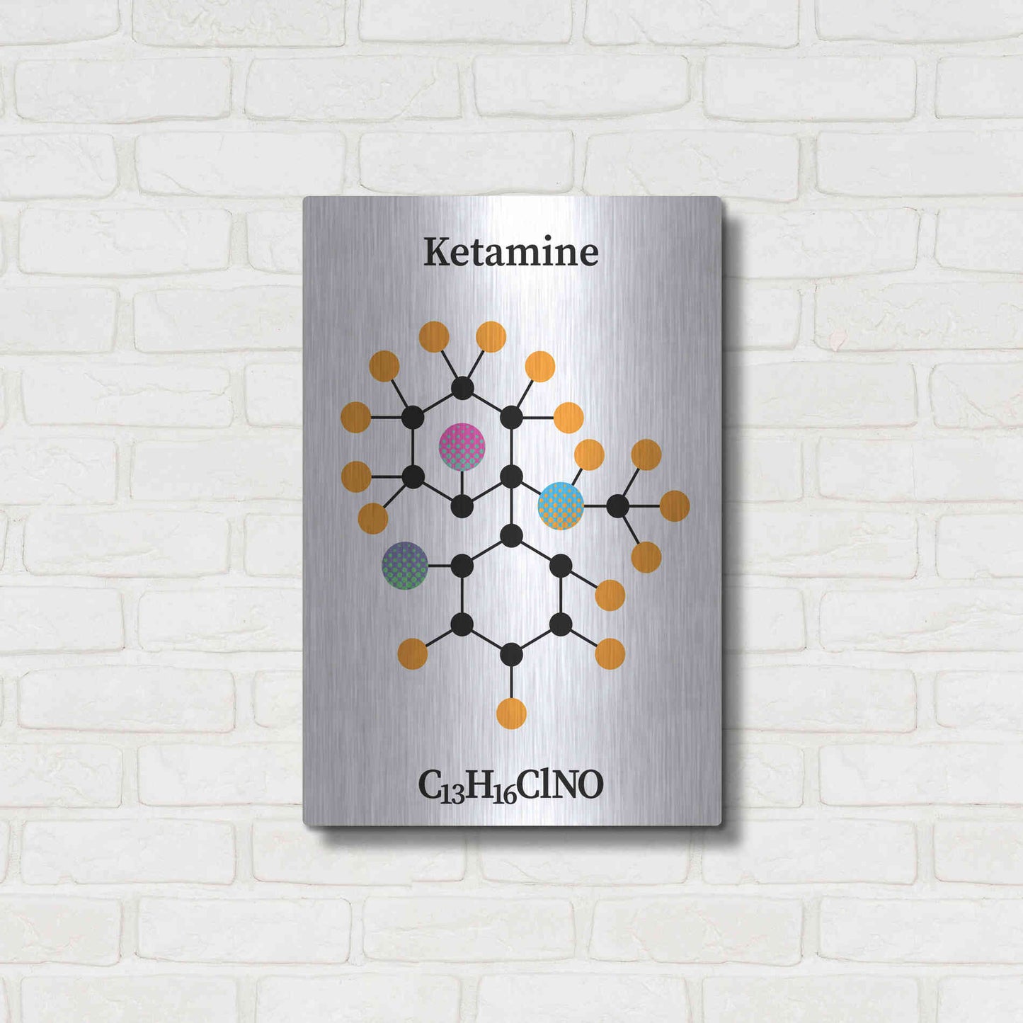 Luxe Metal Art 'Ketamine Molecule' by Luxe Portfolio, Metal Wall Art,16x24