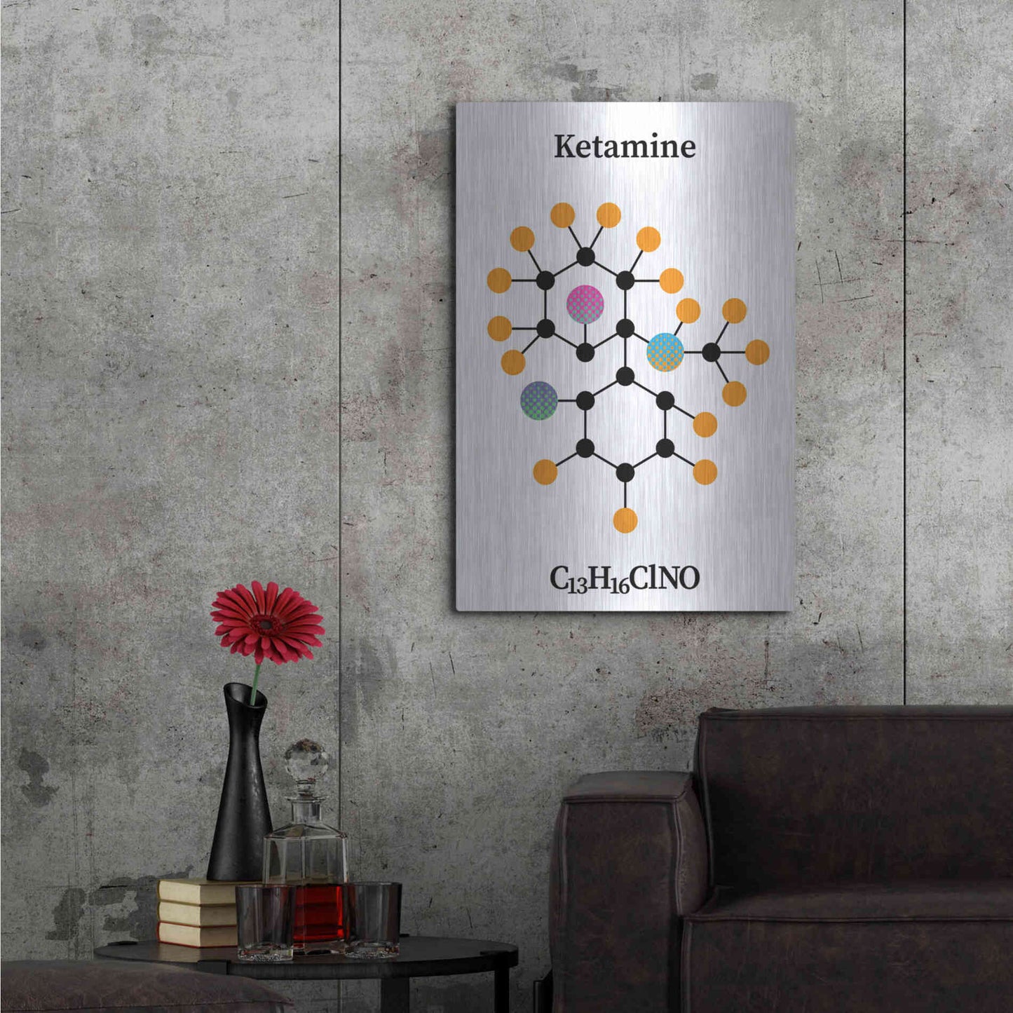 Luxe Metal Art 'Ketamine Molecule' by Luxe Portfolio, Metal Wall Art,24x36