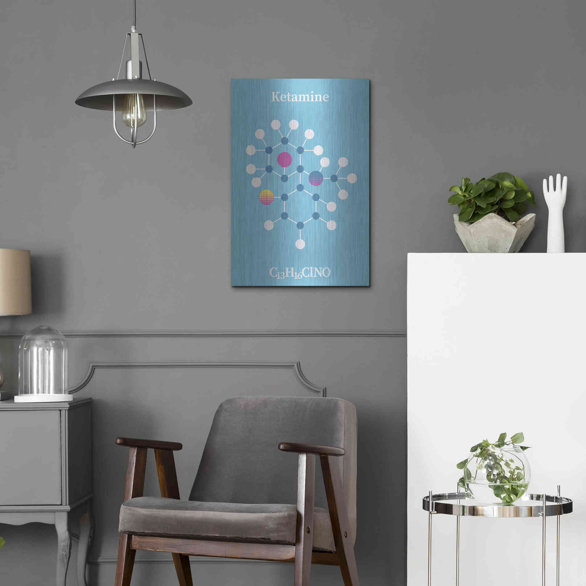 Luxe Metal Art 'Ketamine Molecule 2' by Luxe Portfolio, Metal Wall Art,16x24