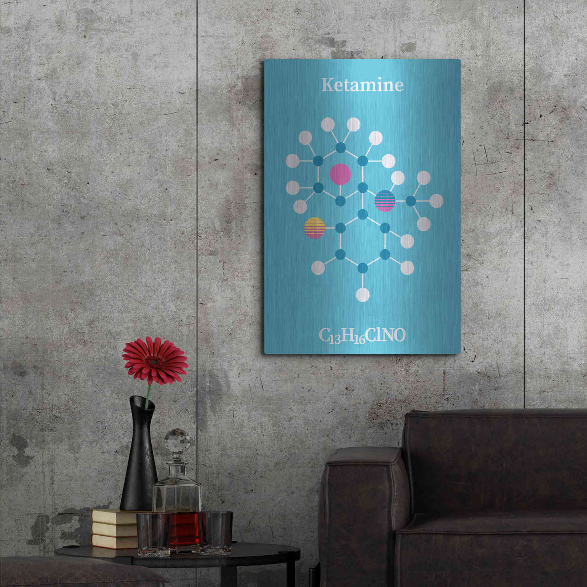 Luxe Metal Art 'Ketamine Molecule 2' by Luxe Portfolio, Metal Wall Art,24x36