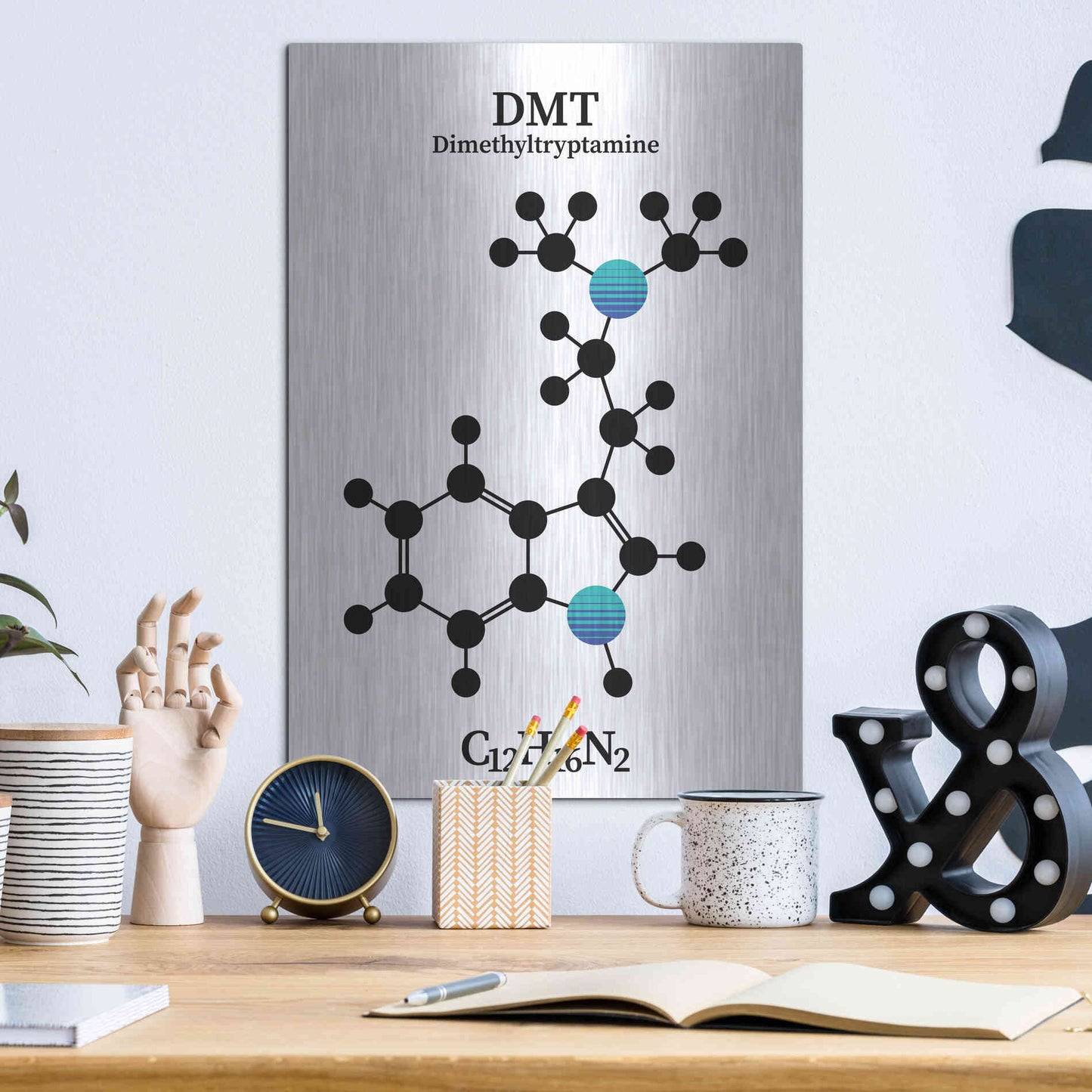 Luxe Metal Art 'DMT Molecule 2' by Luxe Portfolio, Metal Wall Art,12x16