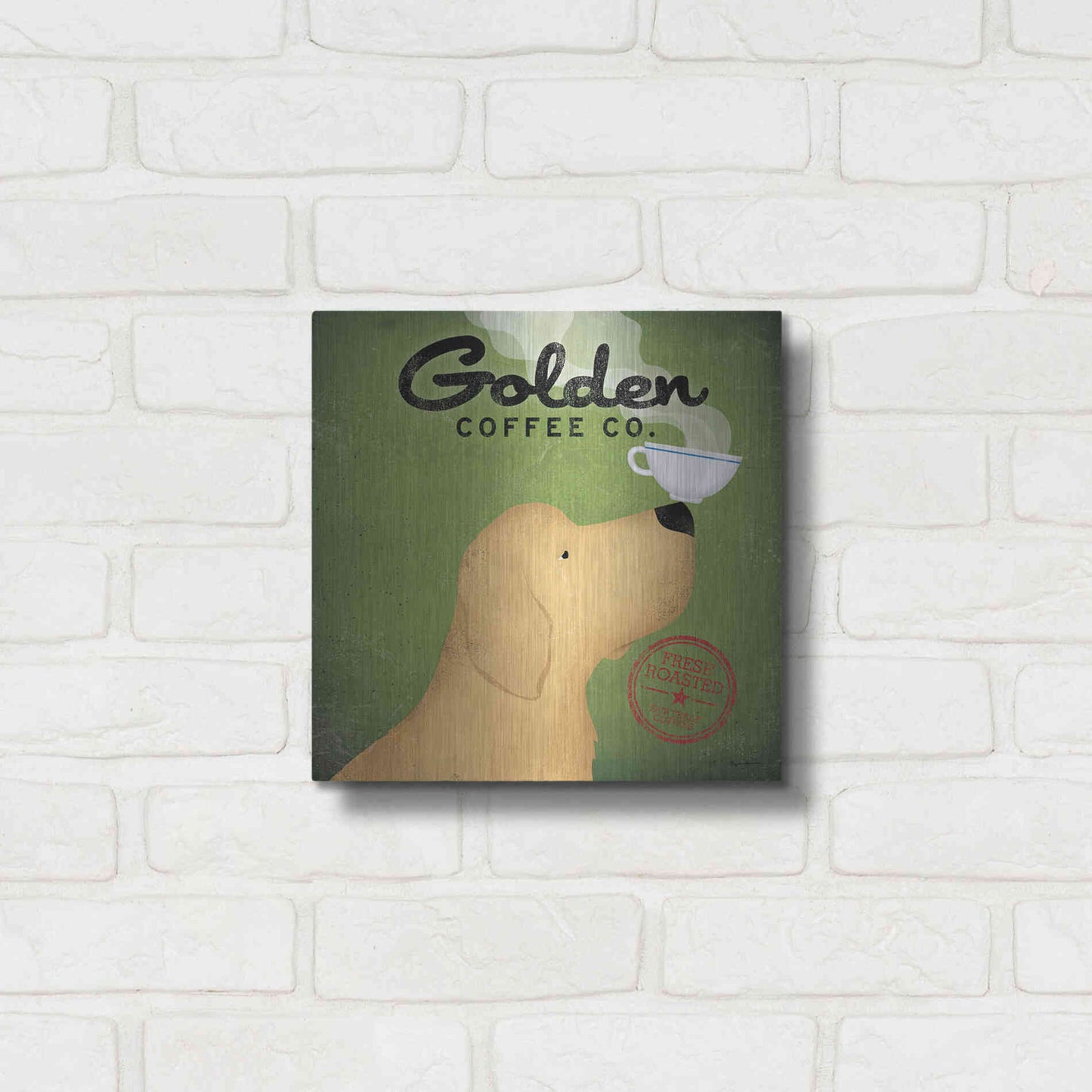 Luxe Metal Art 'Golden Coffee Co Square' by Ryan Fowler, Metal Wall Art,12x12