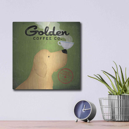 Luxe Metal Art 'Golden Coffee Co Square' by Ryan Fowler, Metal Wall Art,12x12