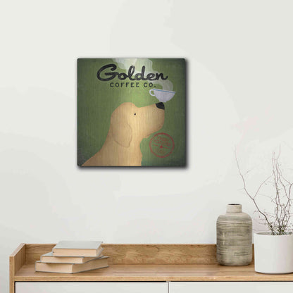 Luxe Metal Art 'Golden Coffee Co Square' by Ryan Fowler, Metal Wall Art,12x12